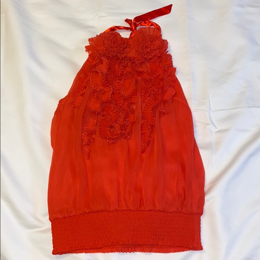 Red Arden B halter top